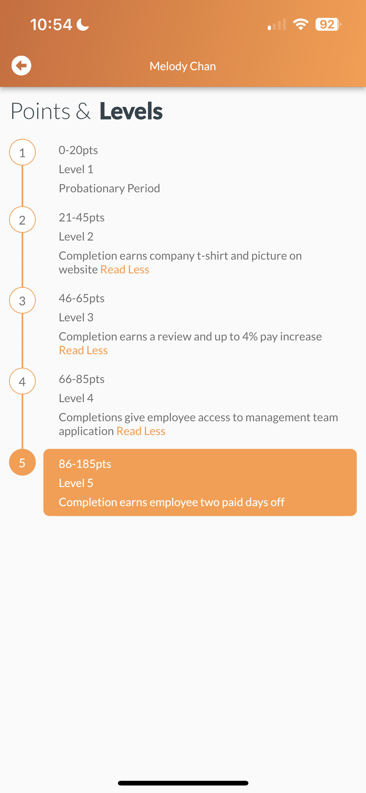 Points and Levels
